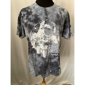 NASA Gray/White Tie Dye Style White Astronaut Graphic Short Sleeve Tee